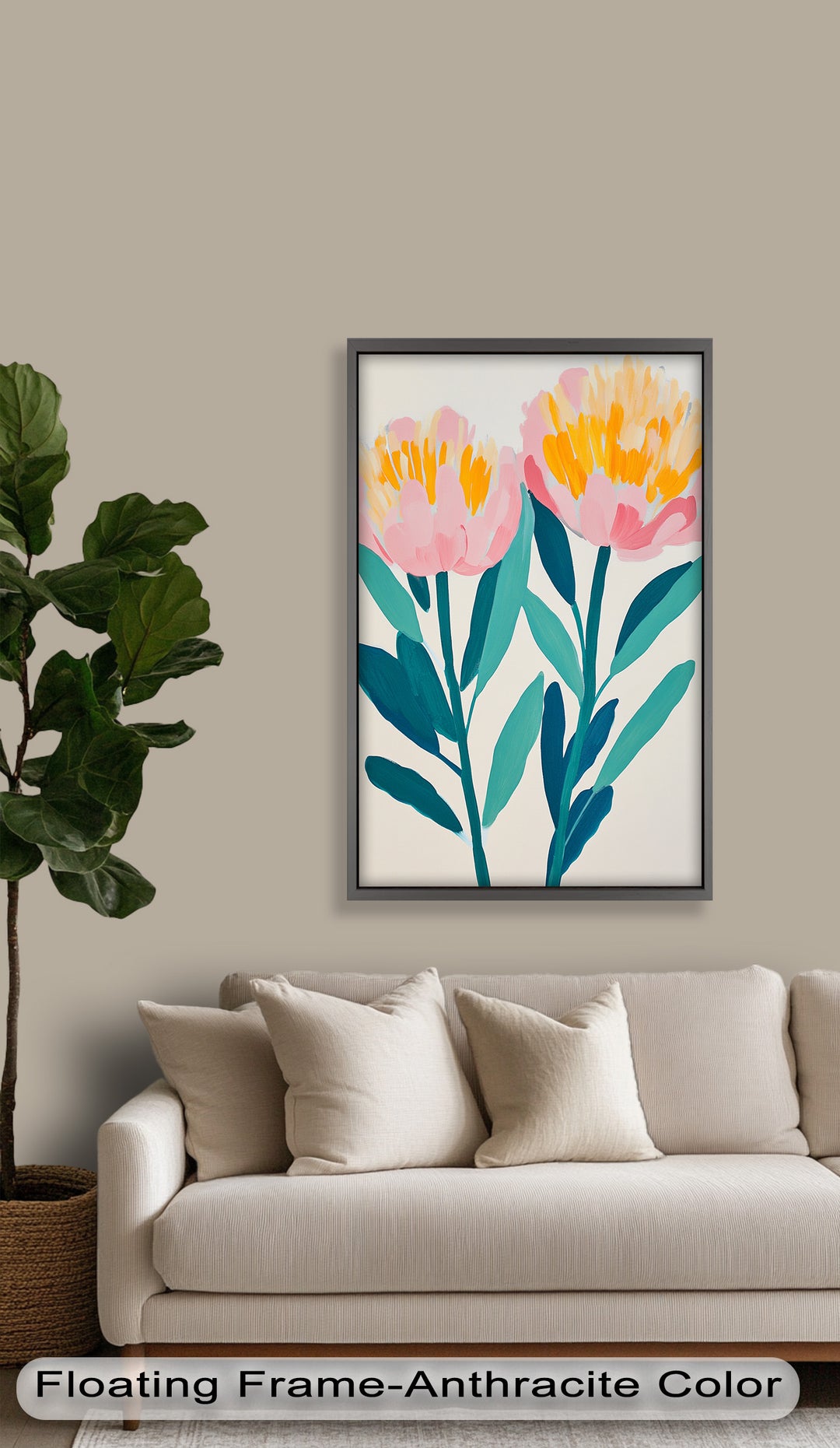 Sunburst Peonies – Modernes Boho-Blumenölgemälde
