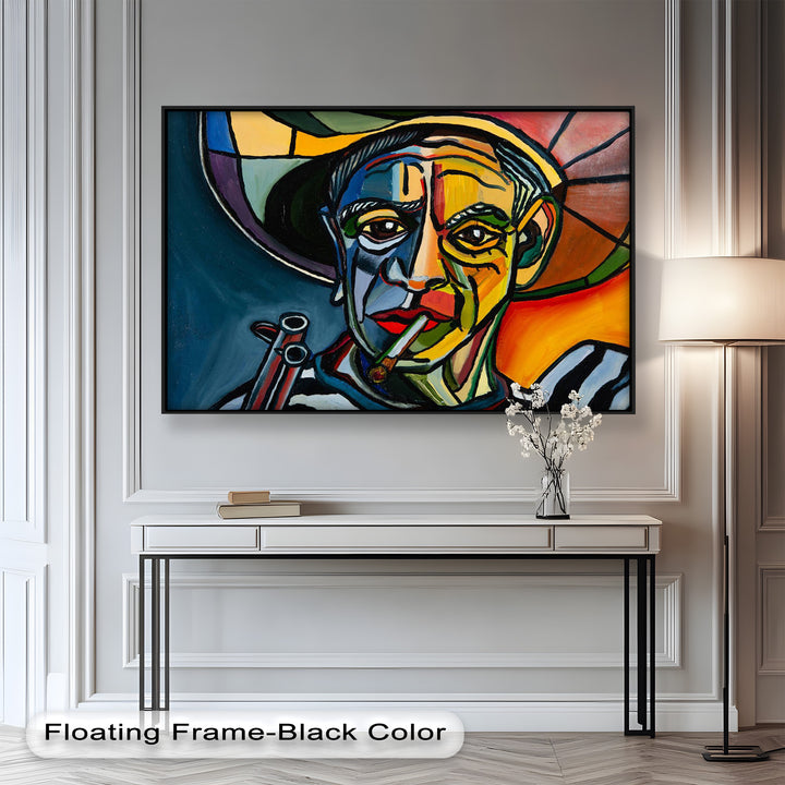 Rebel's Gaze – Bold Cubist Portrait Picasso Oil Painting