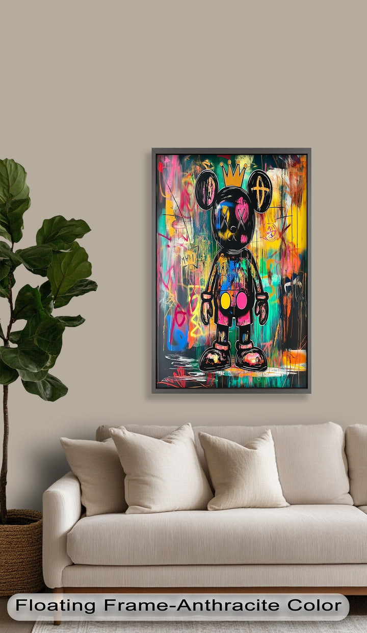 Crowned Chaos – Neon Royal KAWS Oil Painting
