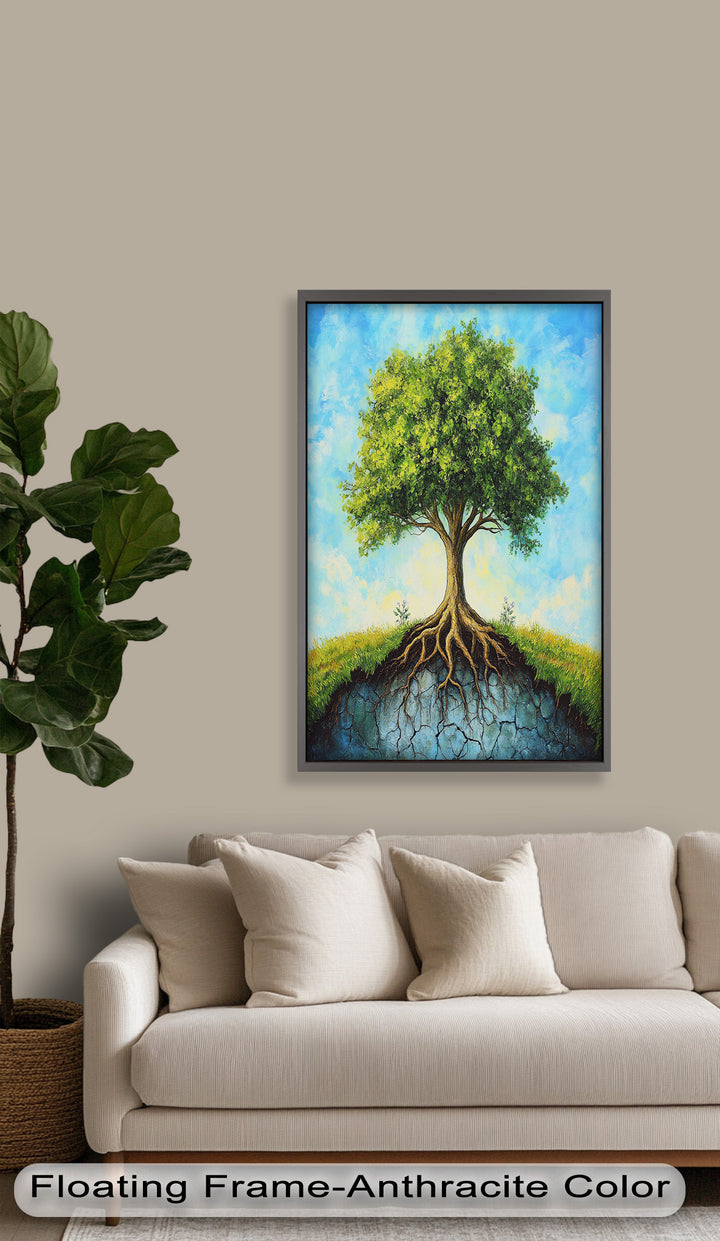 Firmly Planted – Tree of Faith with Roots Oil Painting