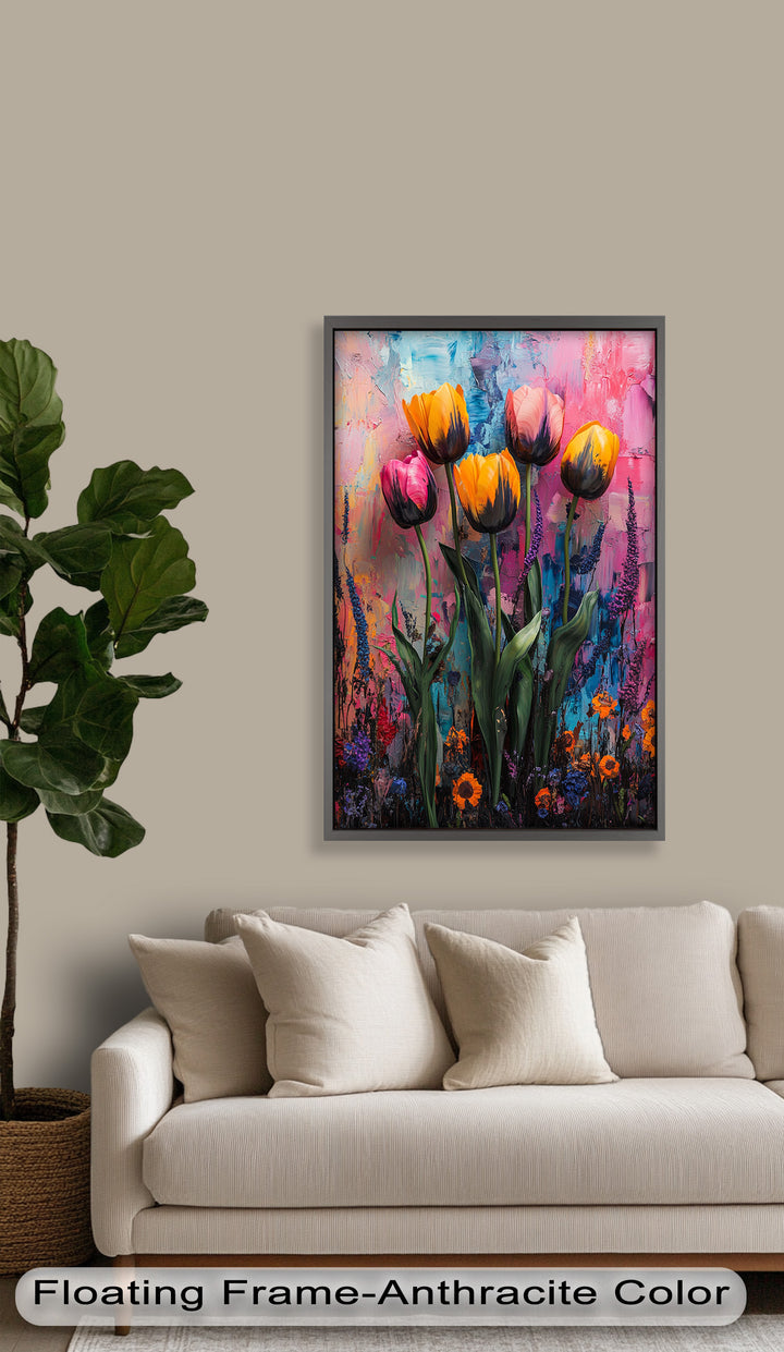Colorful Tulip Garden - Flower Oil Painting