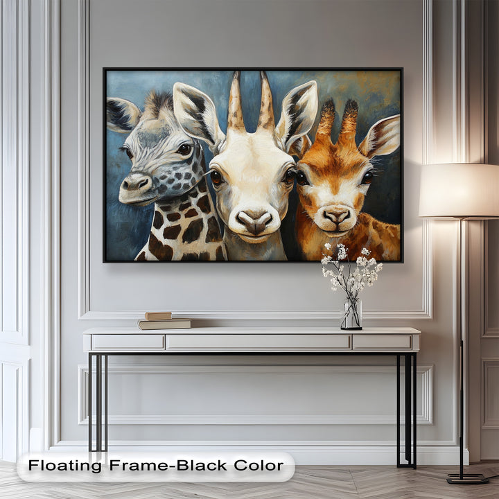 Trio of Giraffes – Animal Oil Painting