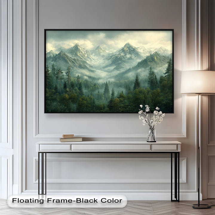 Misty Mountain Forest - Framed Oil Paintings