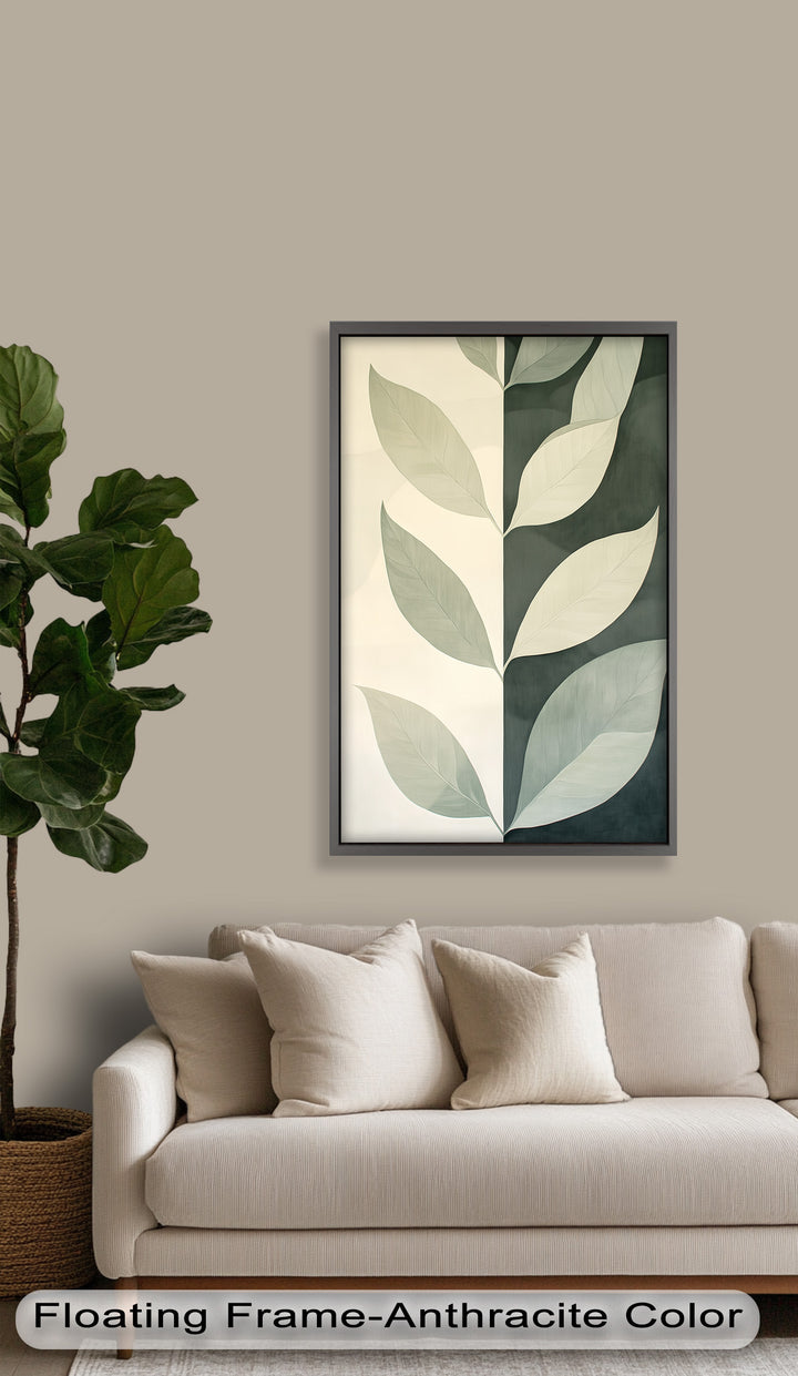 Minimalist Leaf  – Monochrome Botanical Oil Painting