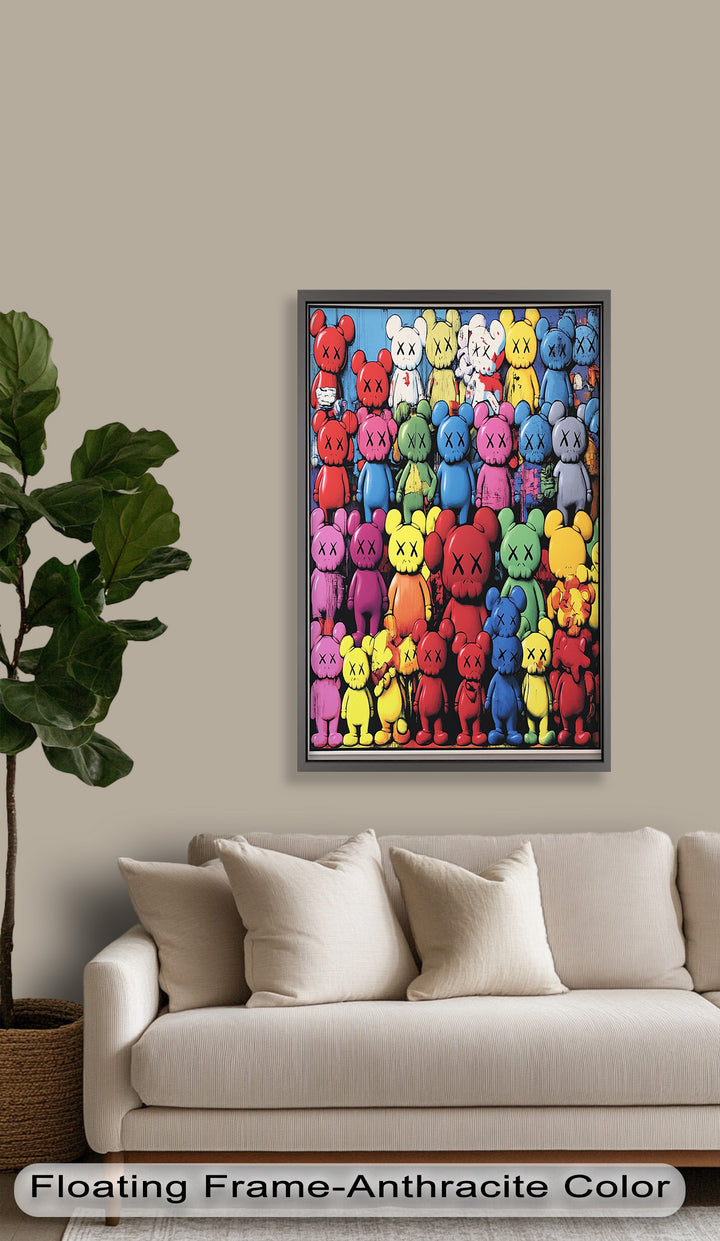 KAWS Rainbow Parade – Mehrfarbiges Pop-Art-Ölgemälde
