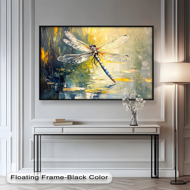 Shimmering Dragonfly Over Lily Pond – Animal Oil Painting