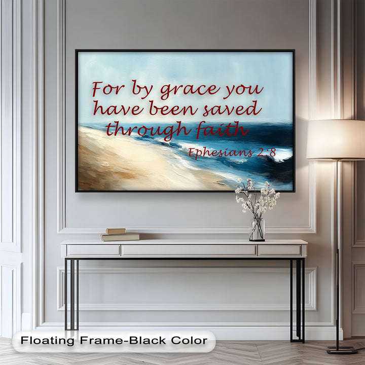 Ephesians 2:8 – Grace Through Faith Bible Verse Oil Painting