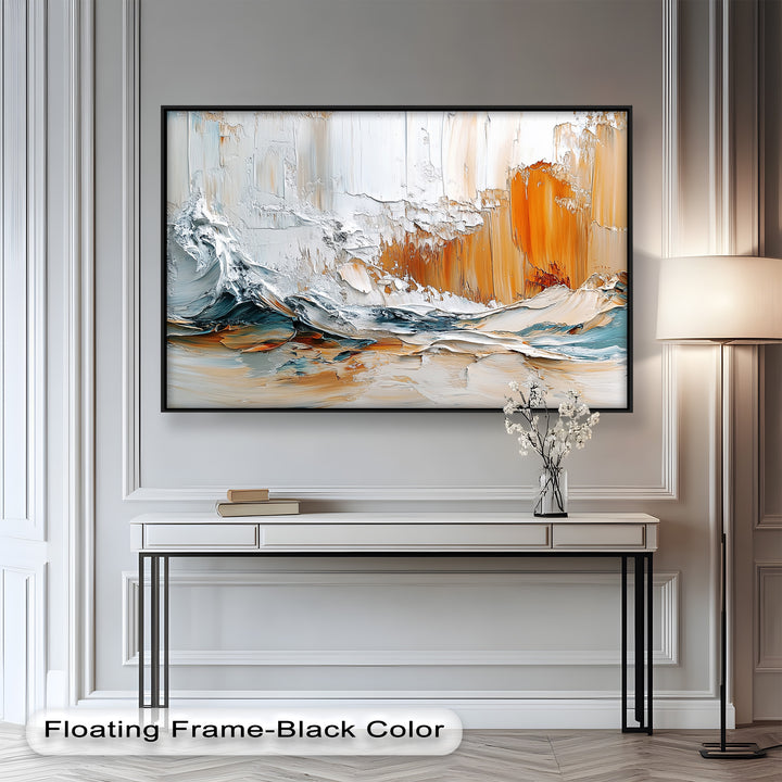 Elemental Surge – Abstract Ocean Cliff Oil Painting