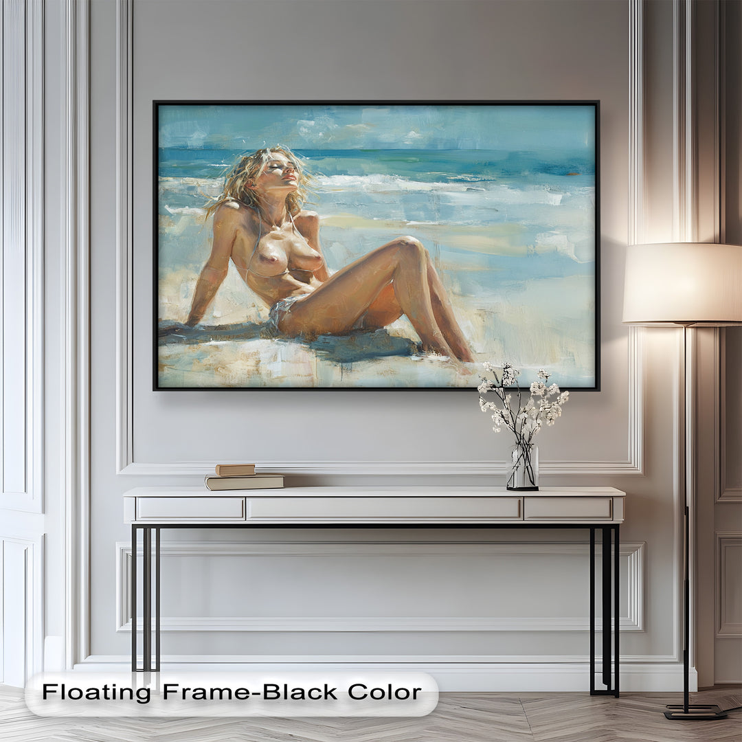Sun-Kissed Serenity – Beachside Nude Figurative Oil Painting