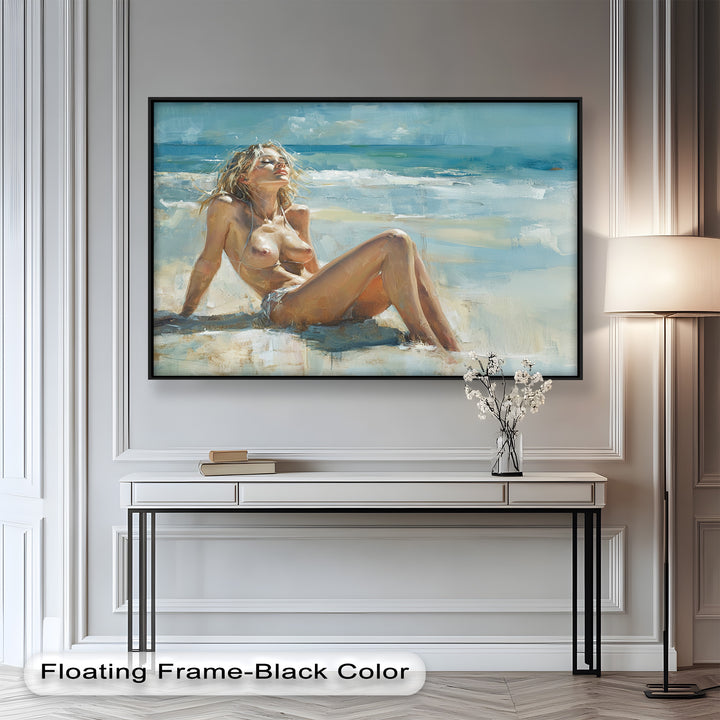 Sun-Kissed Serenity – Beachside Nude Figurative Oil Painting