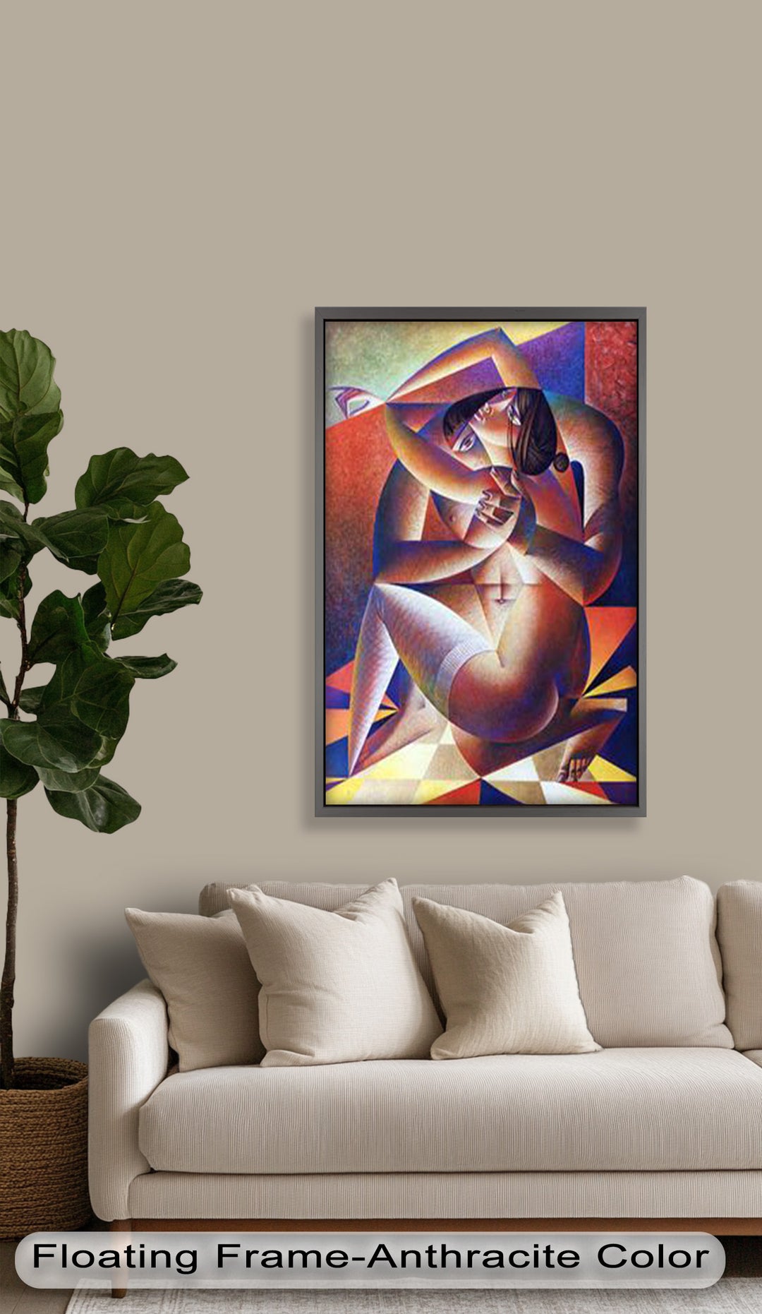 Entwined Forms – Abstract Lovers in Geometric Harmony Picasso Oil Painting