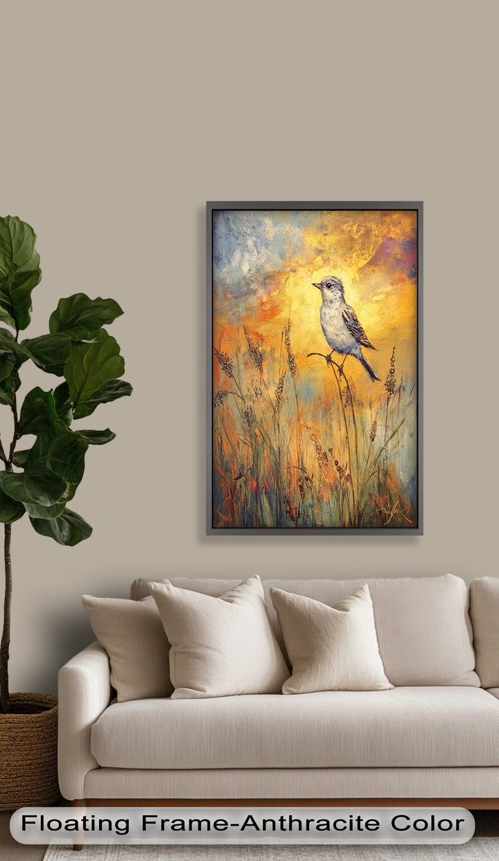 Twilight Songbird – Expressive Bird Oil Painting