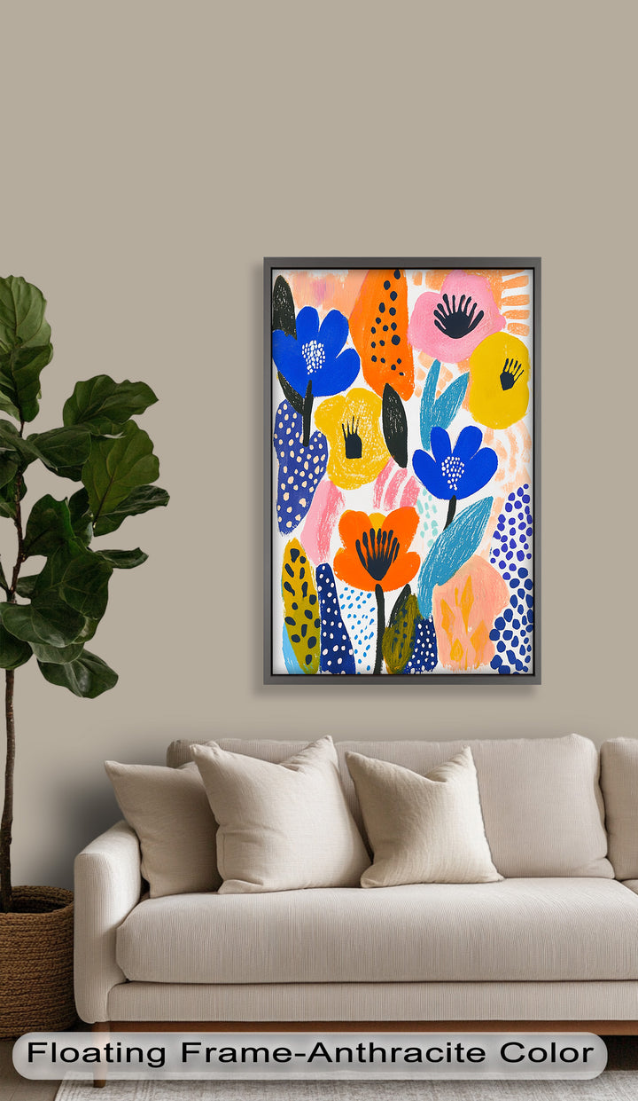 Bold Blooms in Boho Garden – Fauvist Floral Oil Painting