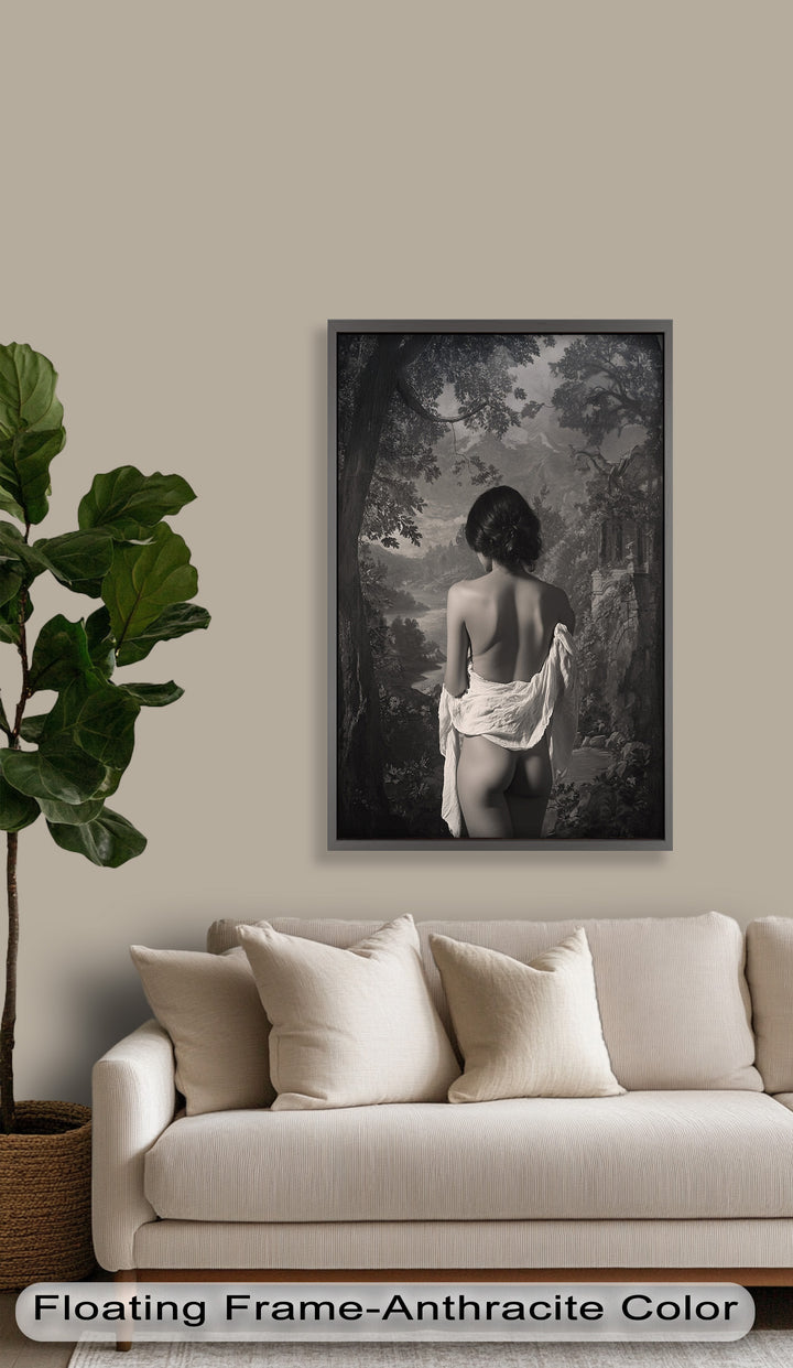 Silent Reverie – Classical Nude in Monochrome Oil Painting