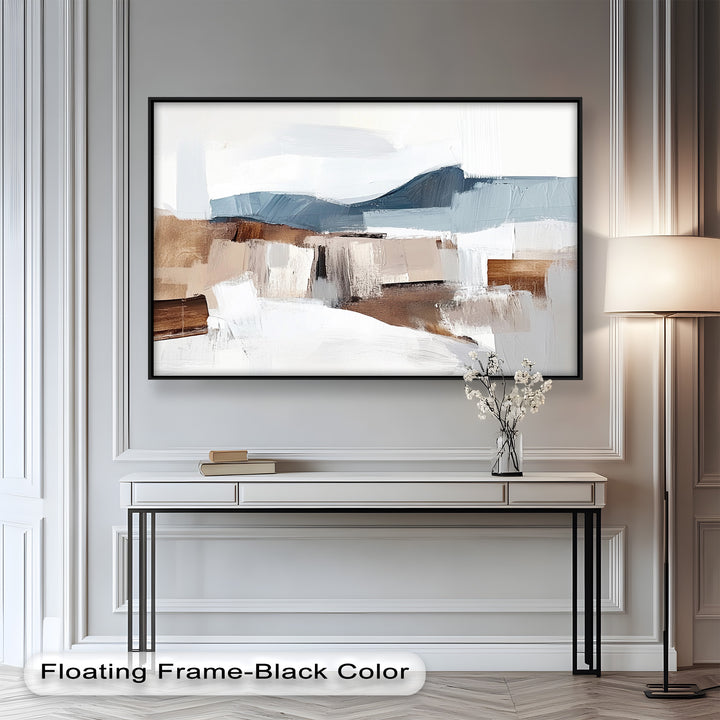 Muted Horizon Layers – Mountain Landscape Abstract Oil Painting