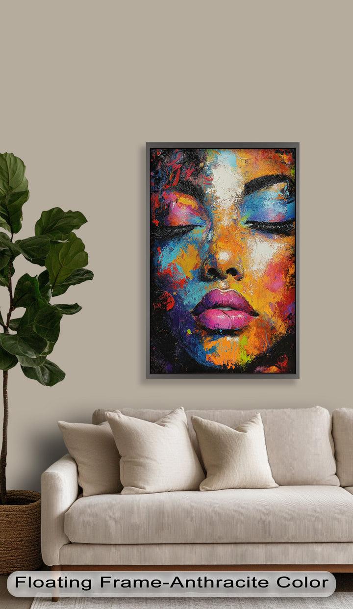Chromatic Reverie – Bold Female Portrait in Abstract Oil Painting