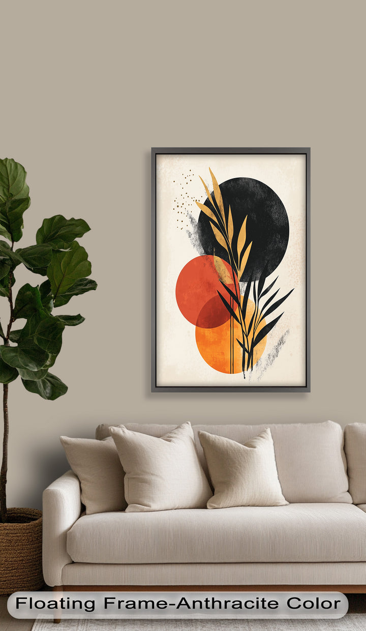 Golden Dusk – Modernes abstraktes botanisches Ölgemälde