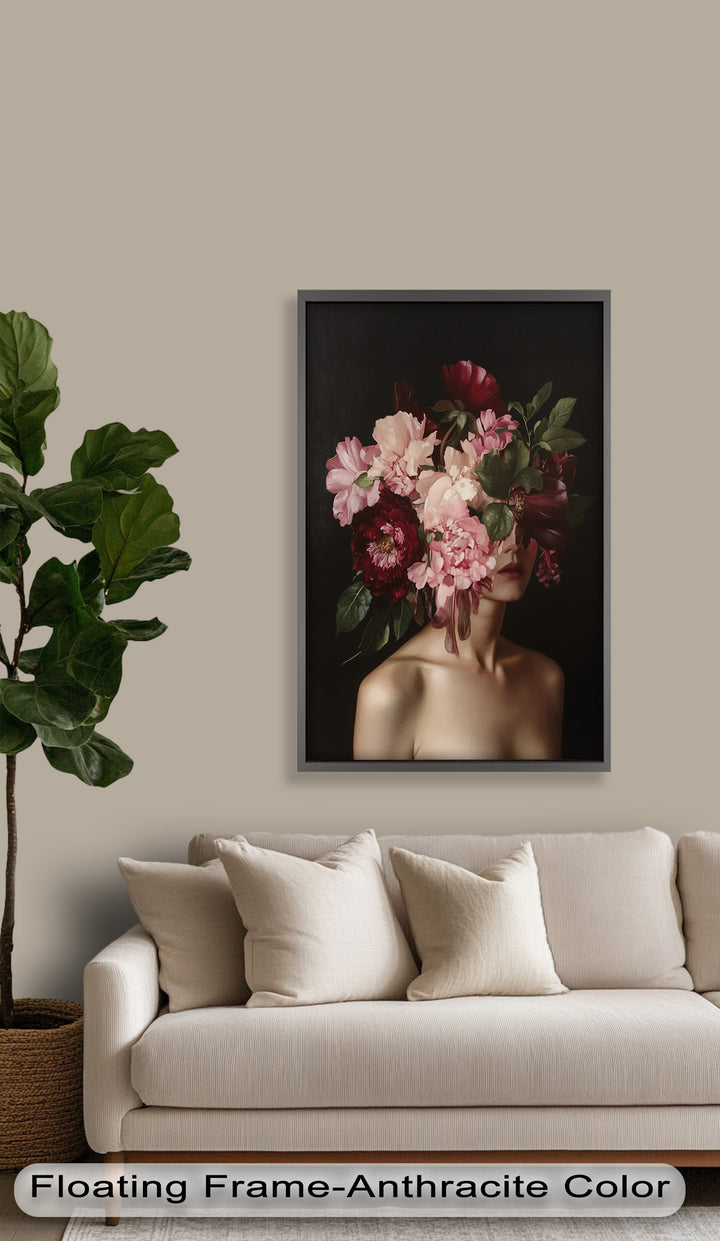 Blossom Veil – Romantic Floral Portrait Oil Painting