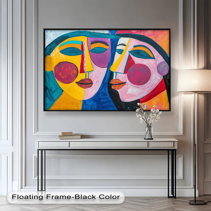 Unified Gaze – Vibrant Dual Portrait Picasso Oil Painting