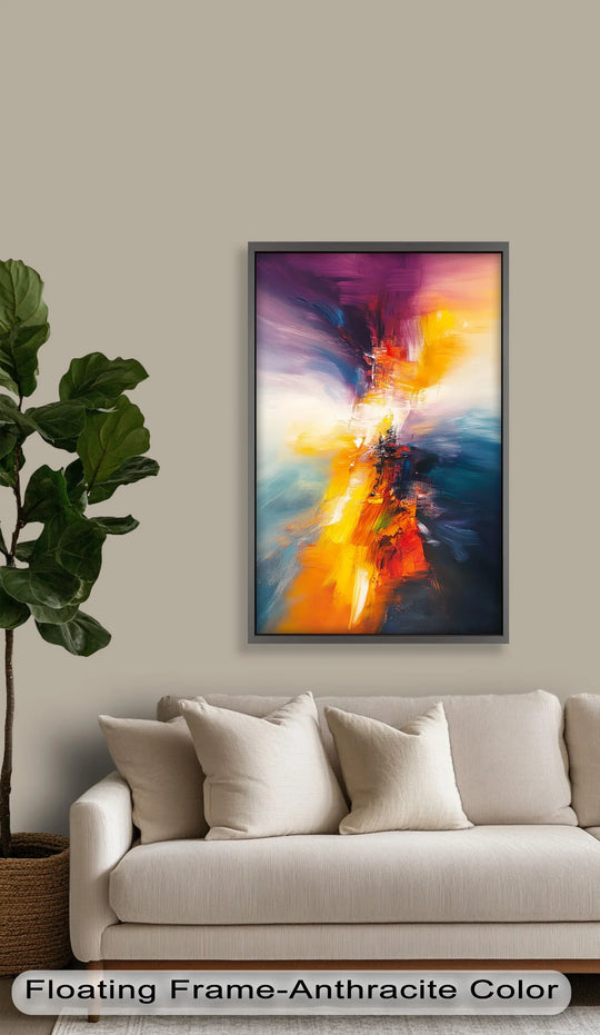 Organic forms pulsate through this vivid abstract oil painting, creating dynamic movement with layered colors characteristic of expressive oil painting art prints.
