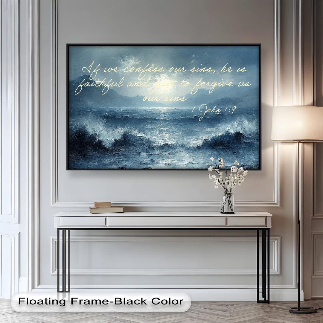 1 John 1:9 – Forgiveness and Grace Bible Verse Oil Painting