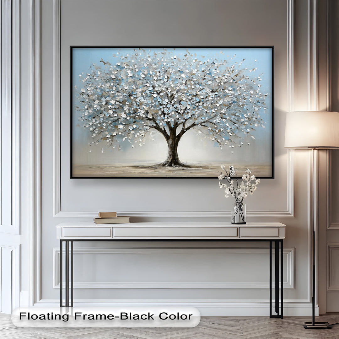 Snowflower Tree – Modern Framed Oil Painting