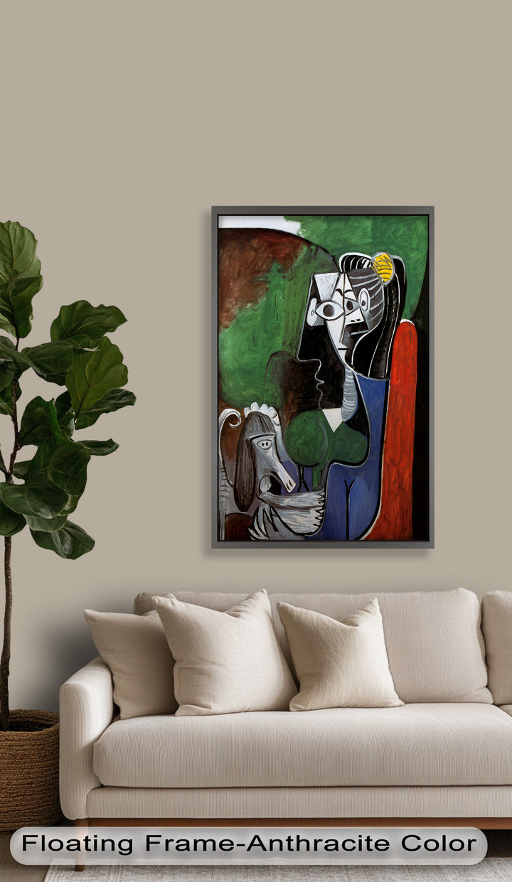 Lady with Poodle – Surreal Cubist Portrait Picasso Oil Painting