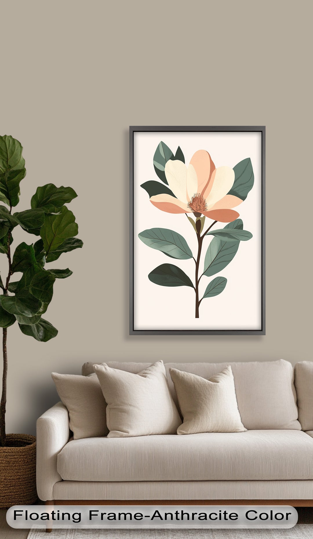 Minimal Magnolia – Elegantes botanisches Ölgemälde