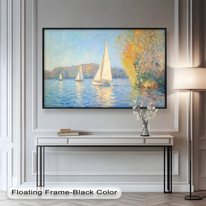 Tranquil Sails at Sunset – Impressionist Boat Scene Oil Painting
