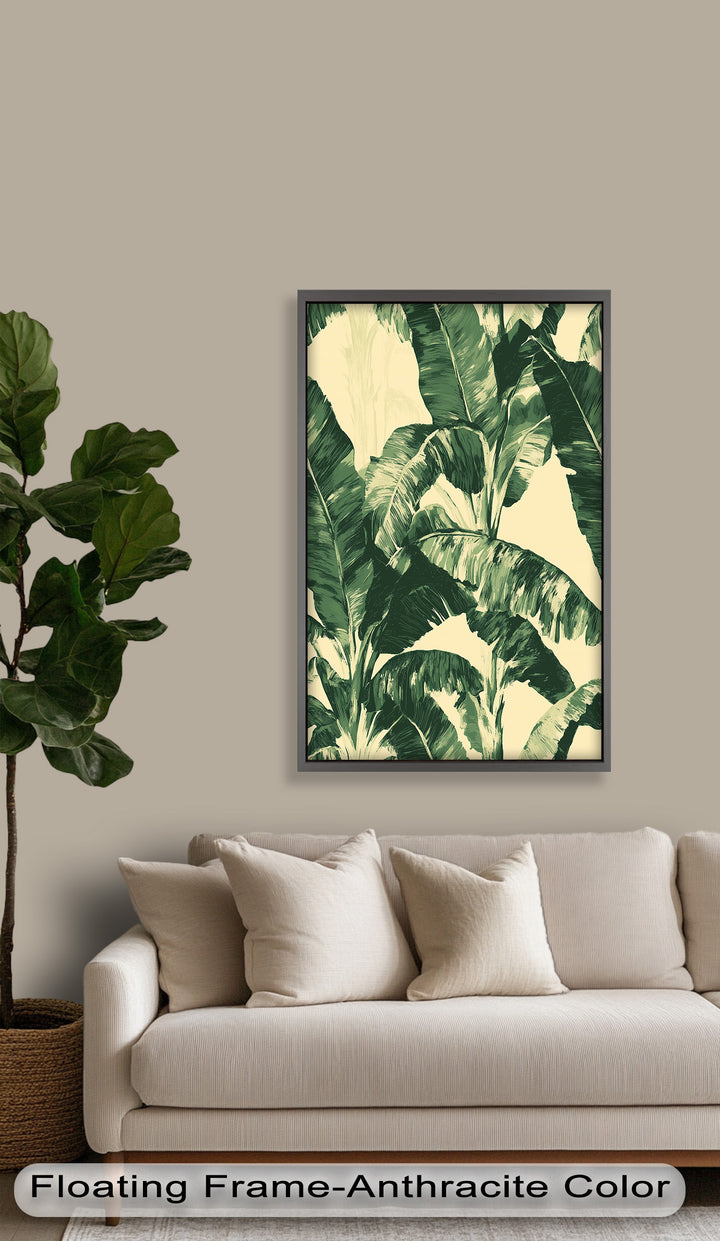 Bananenblatt-Botanische Kunst – Gerahmtes Ölgemälde