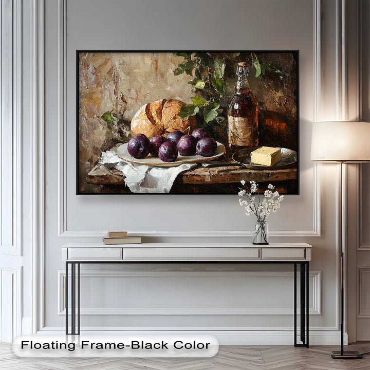Farmhouse Kitchen Plum & Bread – Still Life Oil Painting