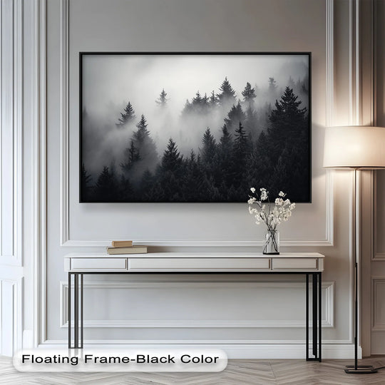 Evoking depth and layers, this forest oil painting decoration showcases a misty scene with varying tree lines, creating a captivating visual journey into the woods.