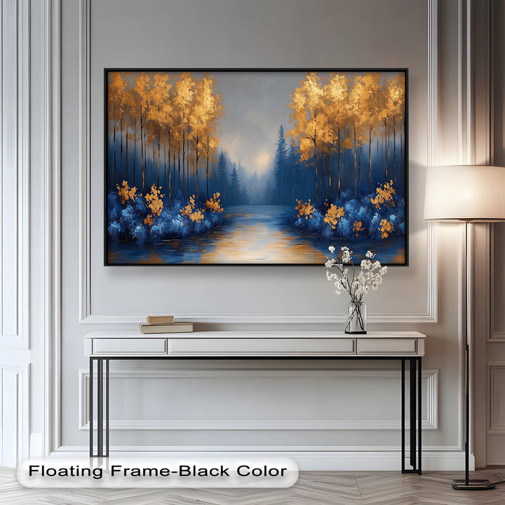 Golden Forest Landscape - Framed Autumn Oil Painting