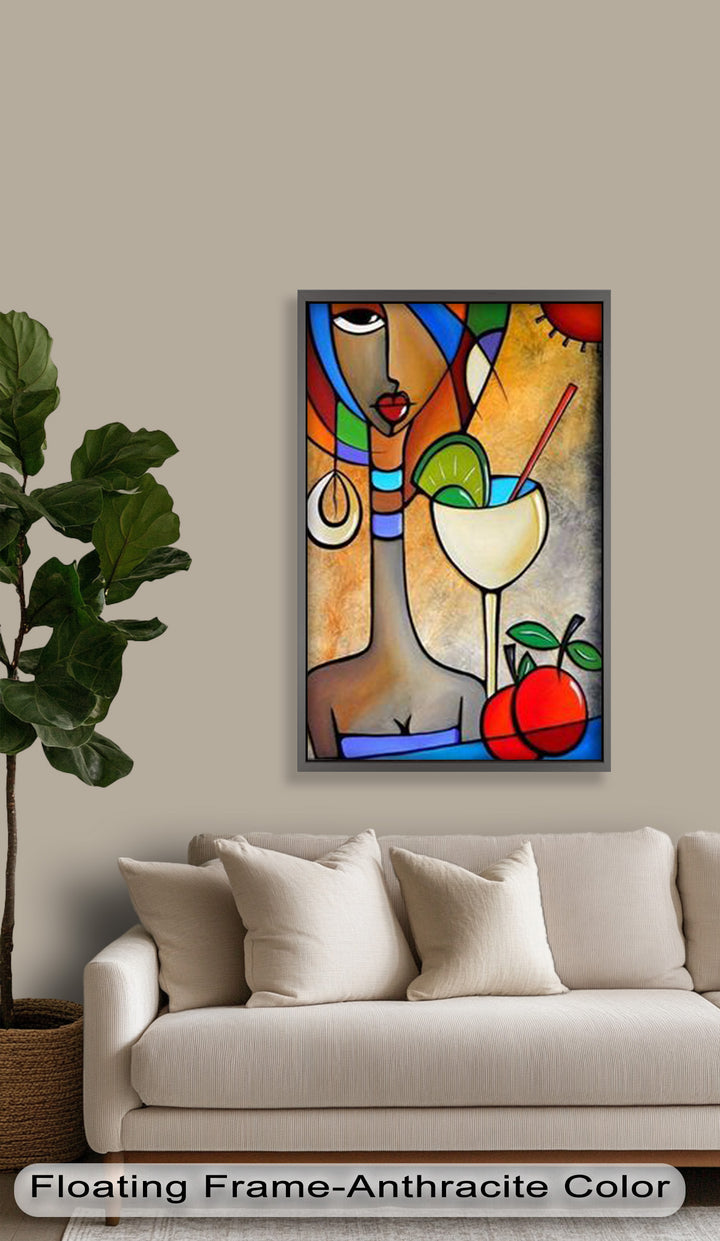 Tropical Gaze – Lebendiges Cocktail Muse Picasso Ölgemälde