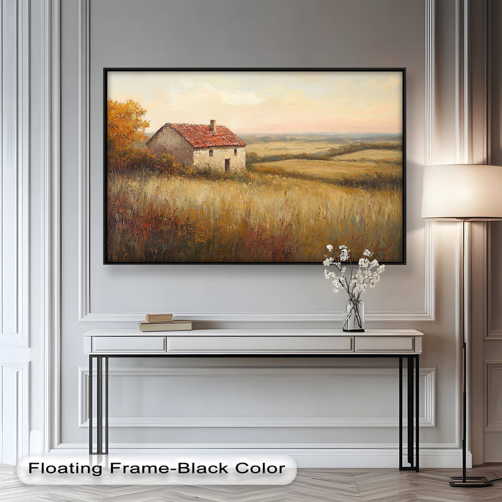 Rustikale Landhaus-Wandkunst – Golden Field Ölgemälde