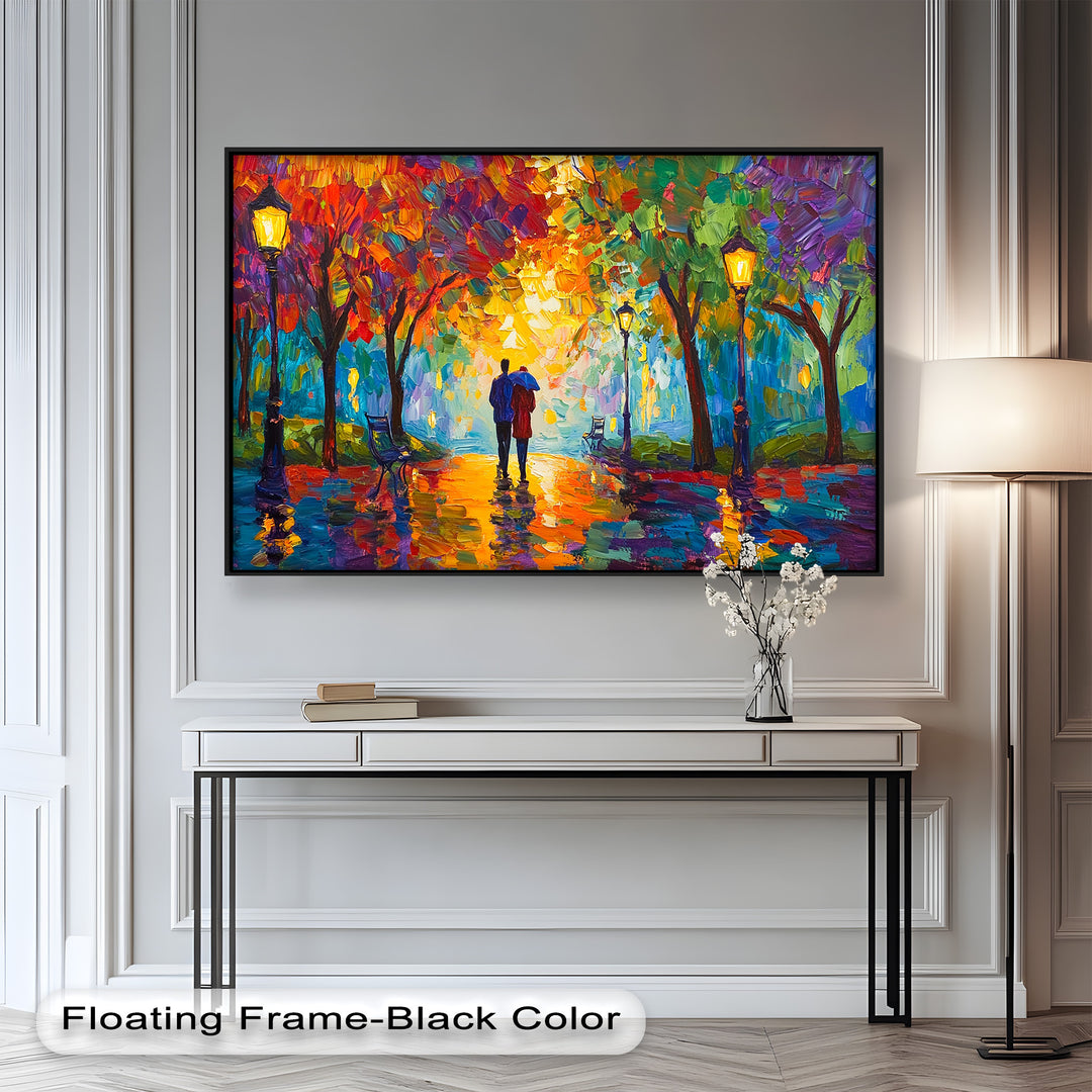 Autumn Radiance – Lovers Under the Colorful Canopy Love Oil Painting