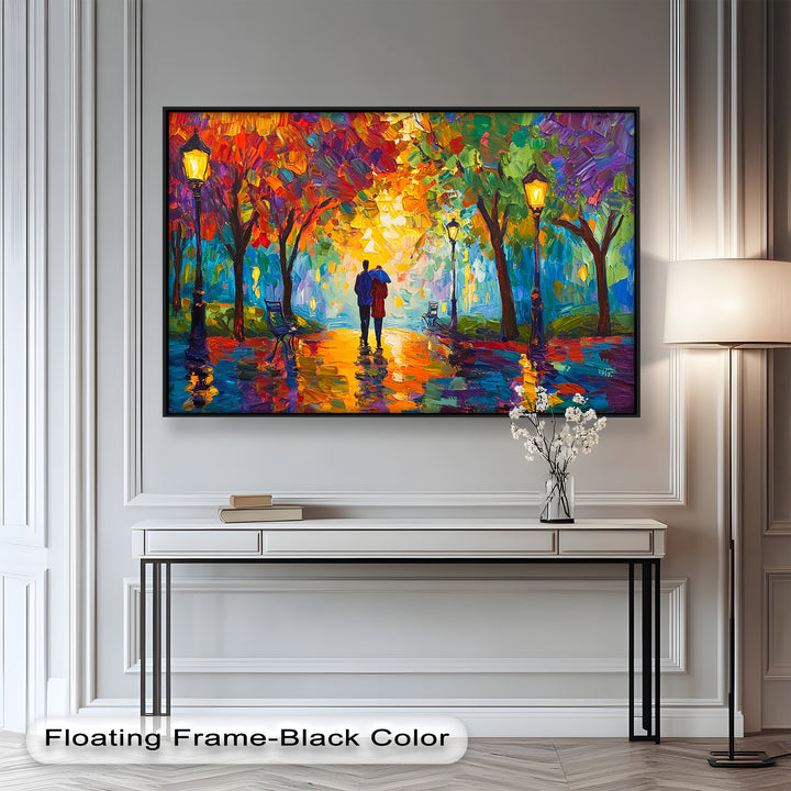 Autumn Radiance – Lovers Under the Colorful Canopy Love Oil Painting
