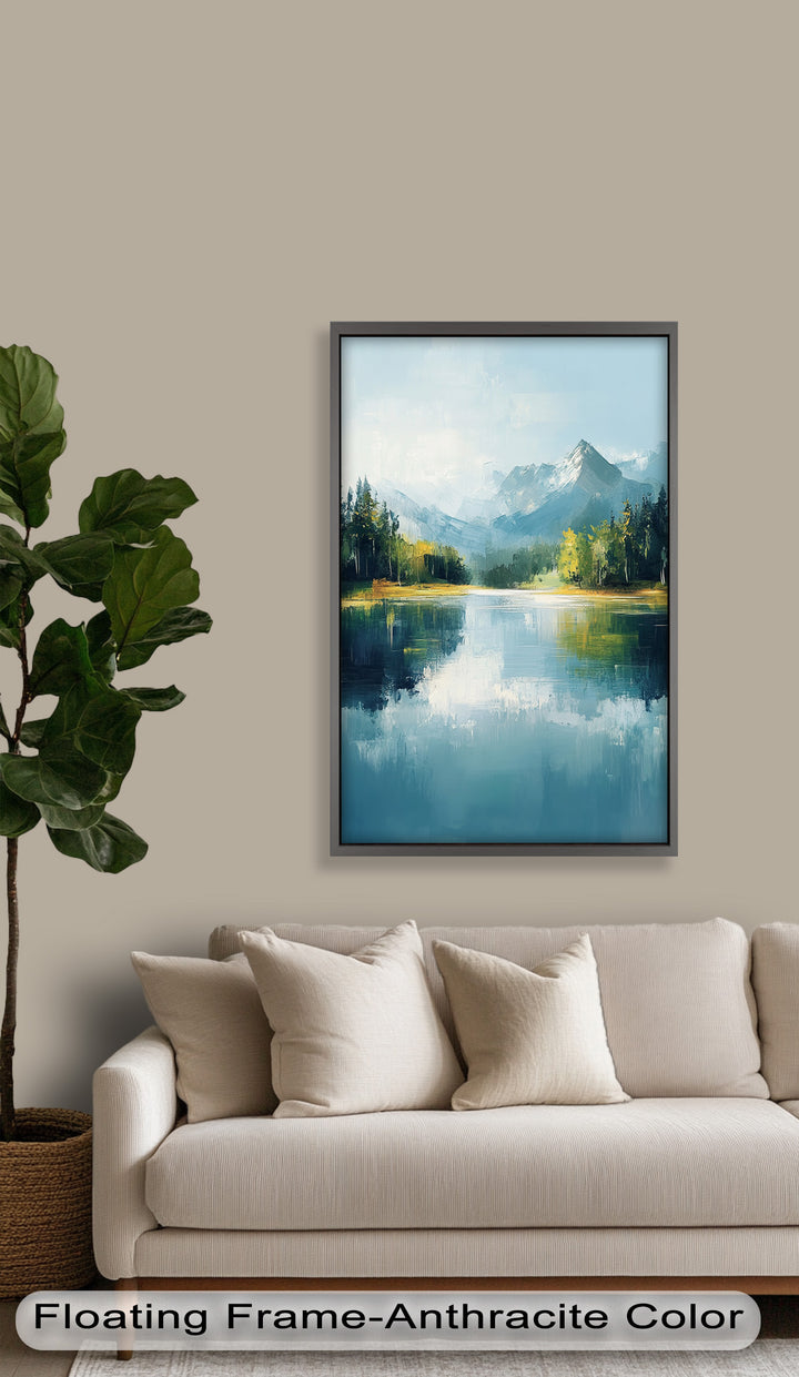 Stille Reflexion – Ruhige Berglandschaft am Hudson River, Ölgemälde