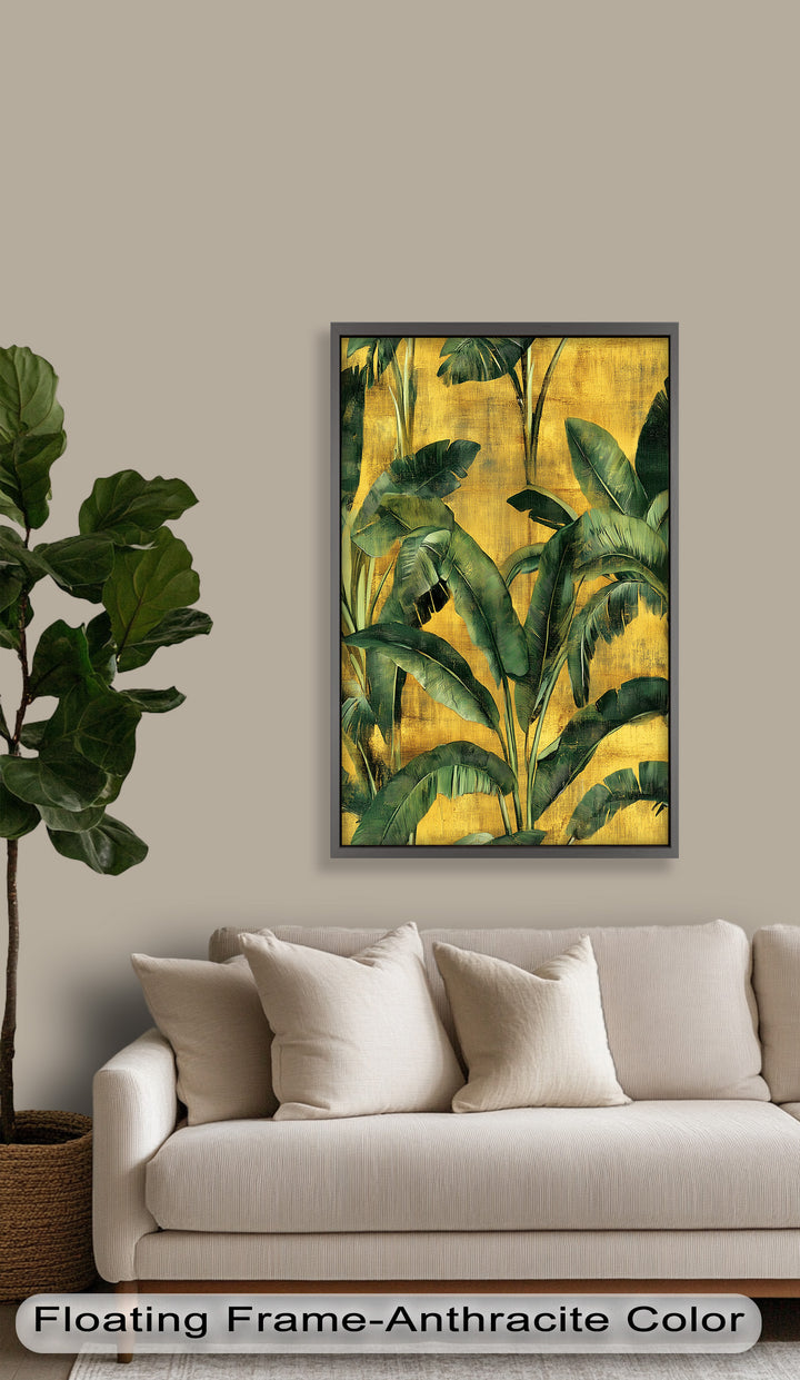 Goldenes Bananenblatt – Tropisches botanisches Ölgemälde