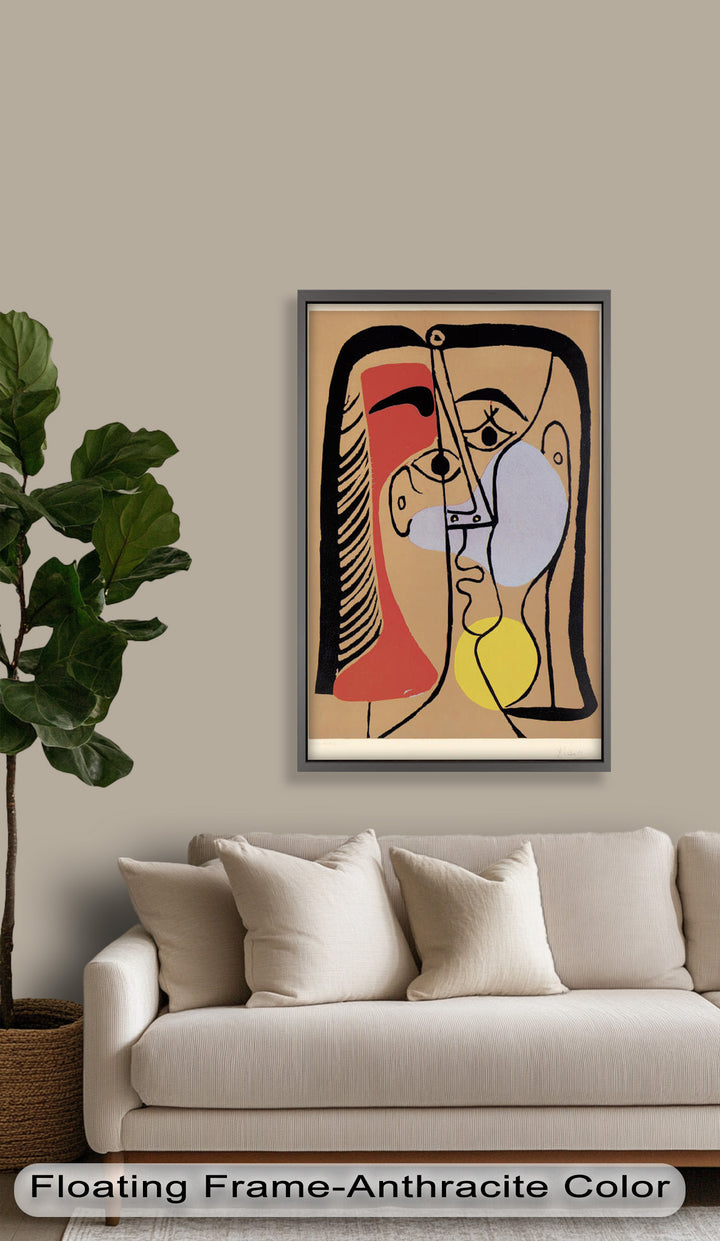 Fragmented Gaze – Minimalist Cubist Portrait Picasso Oil Painting