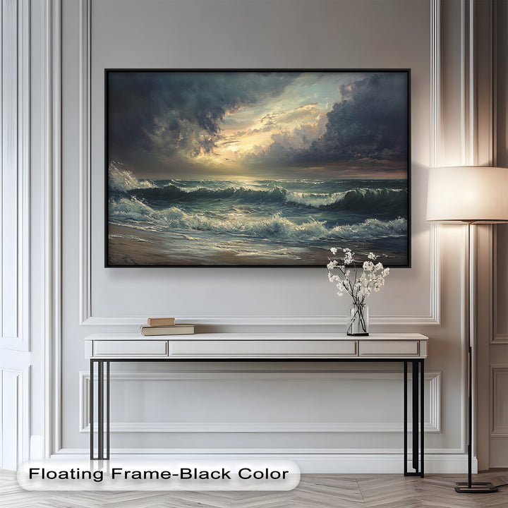 Ocean Sunset Wall Art - Storm Seascape Oil Painting