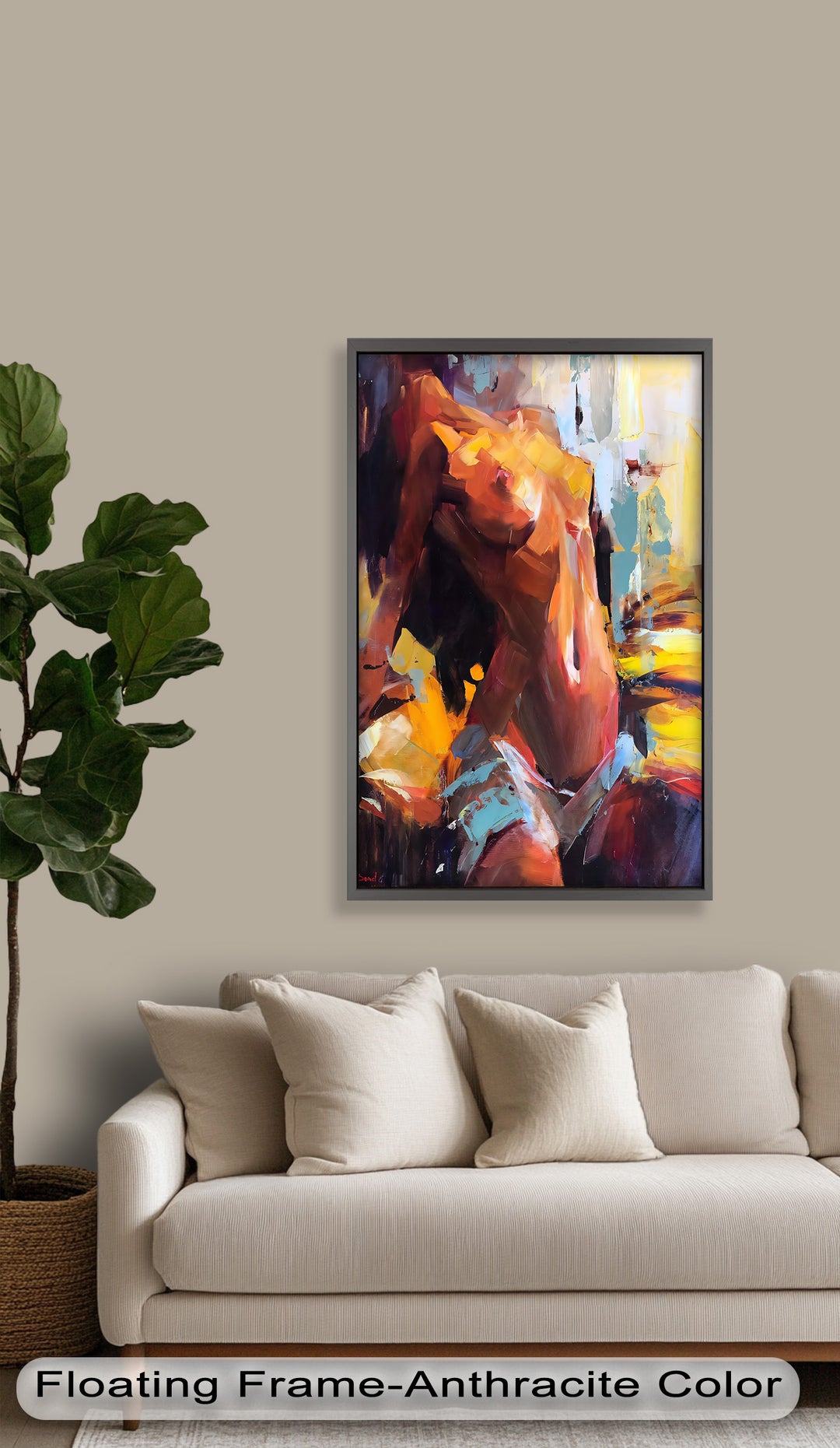 Ember Silhouette – Bold Abstract Nude Oil Painting