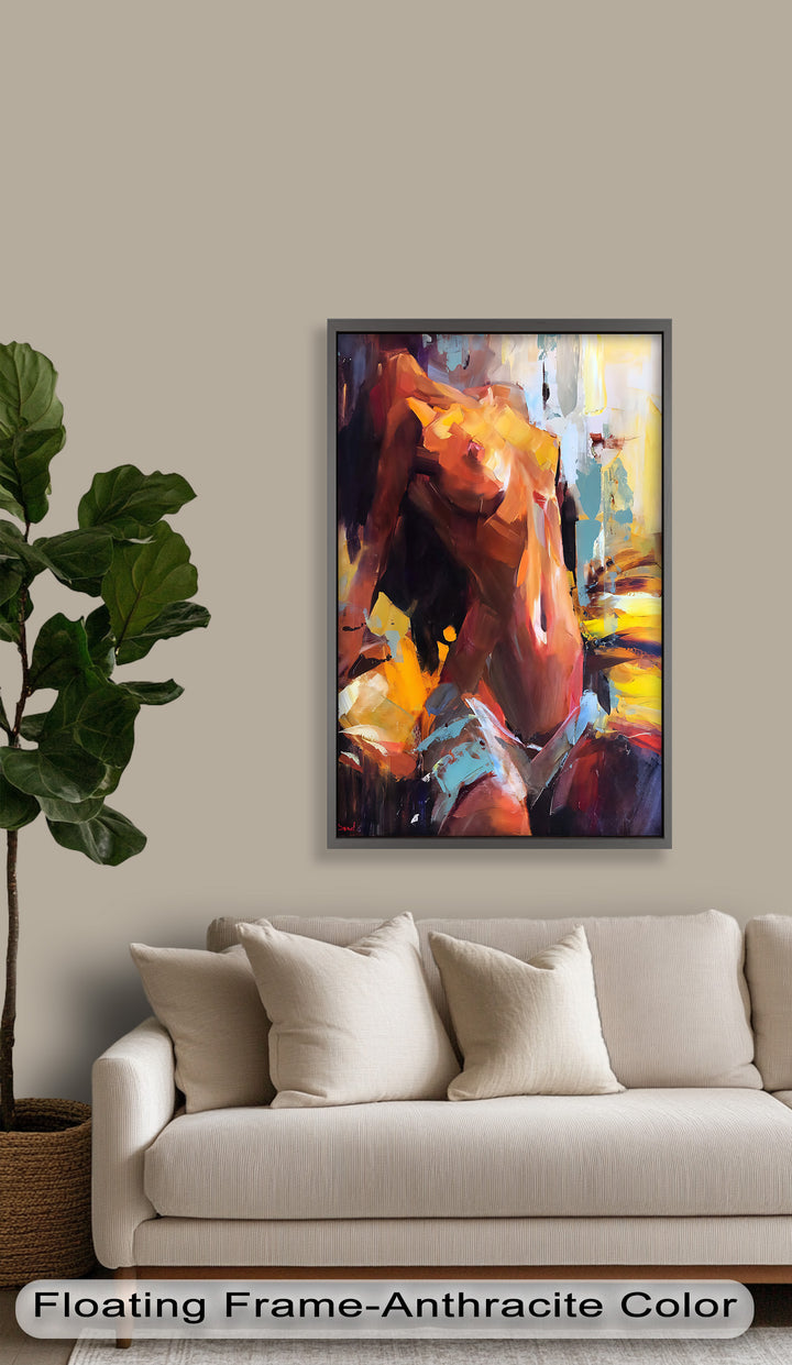 Ember Silhouette – Bold Abstract Nude Oil Painting