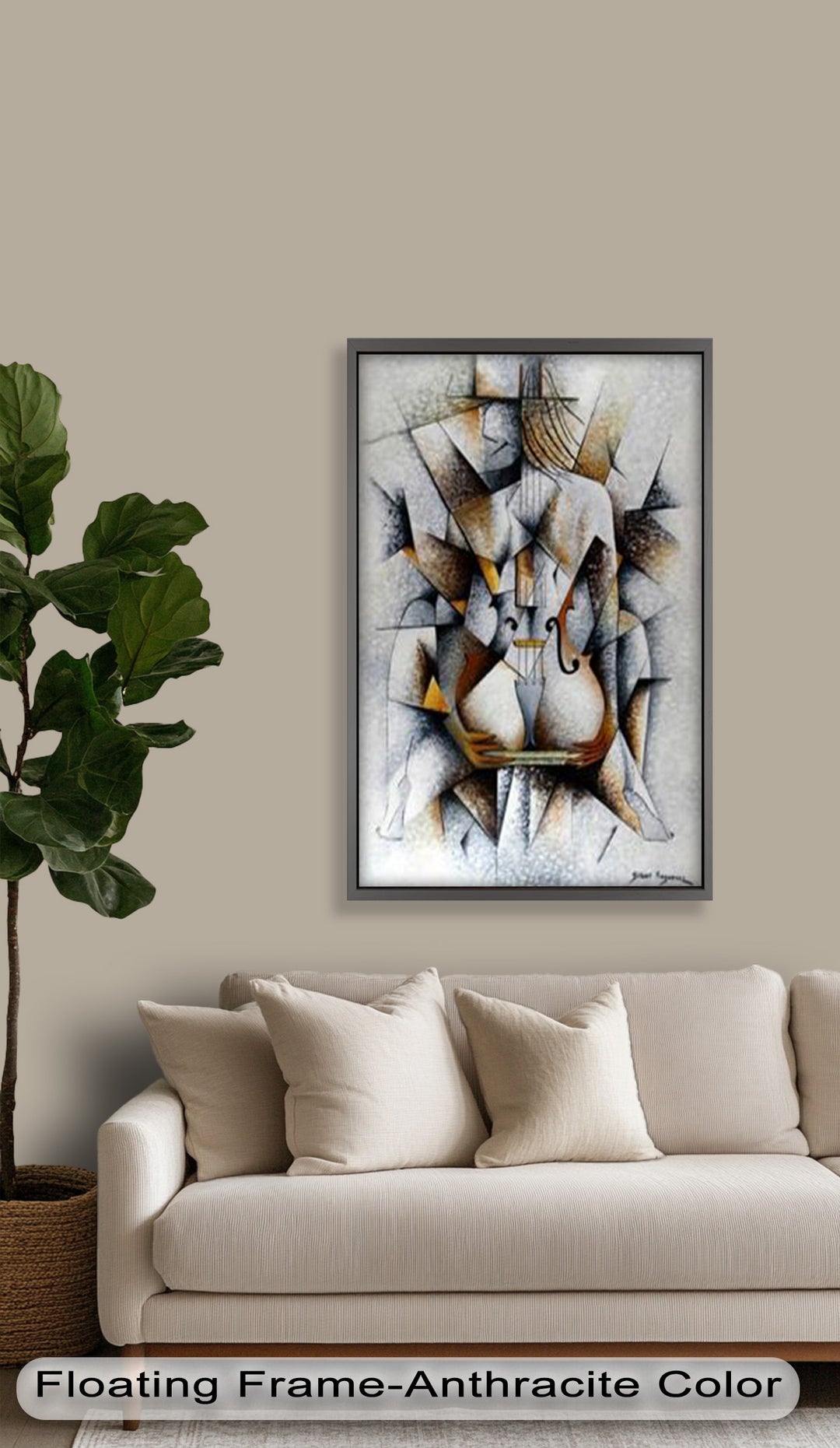 Cubist Harmony – Abstract Nude with Violin Motif Picasso Oil Painting