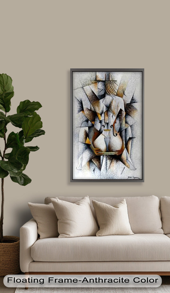Cubist Harmony – Abstract Nude with Violin Motif Picasso Oil Painting