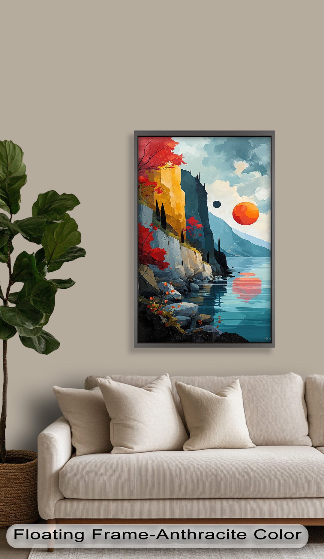 Celestial Cliffs – Surreal Coastal Landscape Picasso Oil Painting