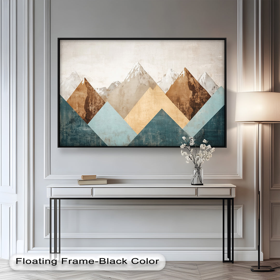 Geometrische Berge – Modernes abstraktes Ölgemälde