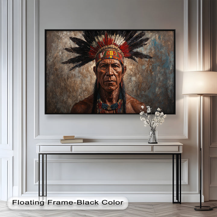 Echo of the Ancestors – Native Warrior Portrait Oil Painting