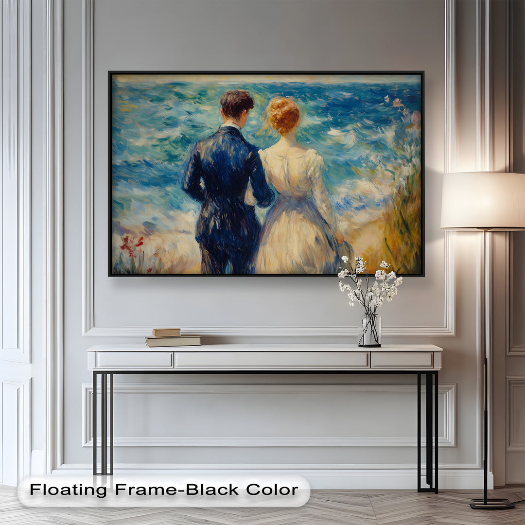 Lovers by the Sea – Romantic Impressionist Oil Painting