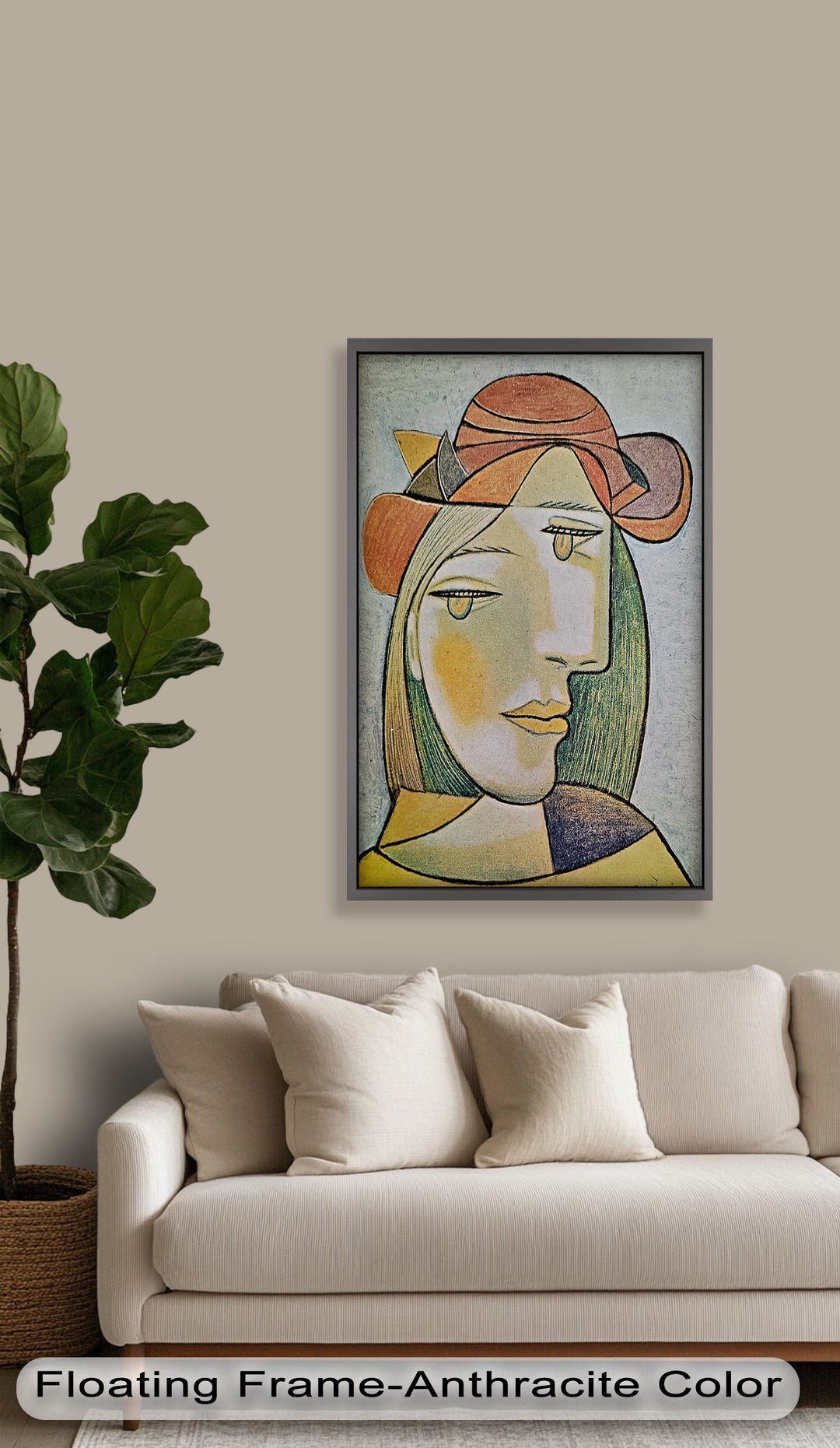 Soft Gaze of Solitude – Abstract Female Portrait Picasso Oil Painting